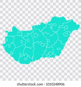 Map-Hungary map. Each city and border has separately. Vector illustration eps 10.
