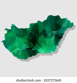 Map-Hungary Map Each city combines polygon pattern emerald green eps vector illustration 10