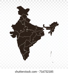 Map-India map. Each city and border has separately. Vector illustration eps 10.