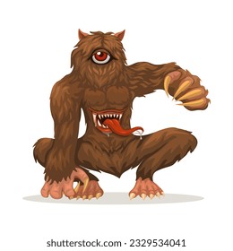 Mapinguari Monster Mythical Creature Character Cartoon illustration Vector