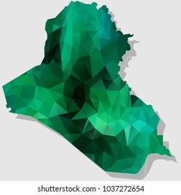 Map-Iraq Map Each city combines polygon pattern emerald green eps vector illustration 10