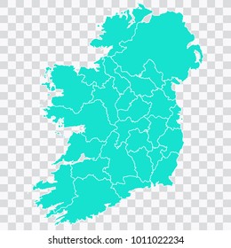 Map-Ireland map. Each city and border has separately. Vector illustration eps 10.
