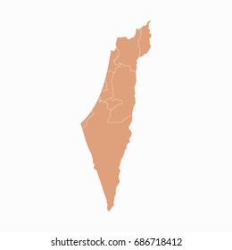 Map-Israel map. Each city and border has separately.Vector illustration eps 10.