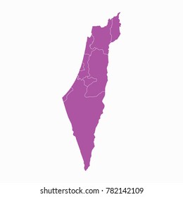 Map-Israel map. Each city and border has separately. Vector illustration eps 10.