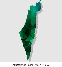 Map-Israel Map Each city combines polygon pattern emerald green eps vector illustration 10