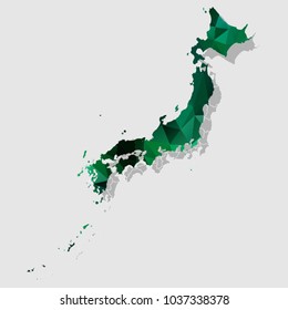 Map-japan Map Each city combines polygon pattern emerald green eps vector illustration 10