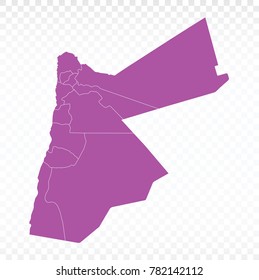 Map-Jordan map. Each city and border has separately. Vector illustration eps 10.