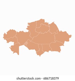 Map-Kazakhstan map. Each city and border has separately.Vector illustration eps 10.