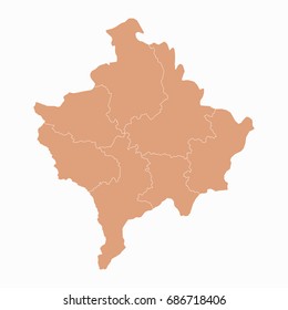 Map-Kosovo map. Each city and border has separately.Vector illustration eps 10.