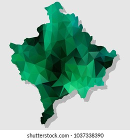 Map-kosovo Map Each city combines polygon pattern emerald green eps vector illustration 10