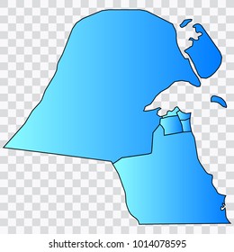 Map-Kuwait map. Each city and border has separately. Bluish blue. Vector illustration Eps 10.