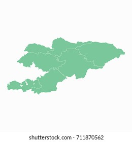 Map-Kyrgyzstan map. Each city and border has separately. Vector illustration eps 10.