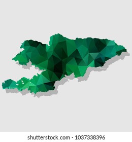 Map-kyrgyzstan Map Each city combines polygon pattern emerald green eps vector illustration 10
