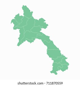 Map-Laos map. Each city and border has separately. Vector illustration eps 10.