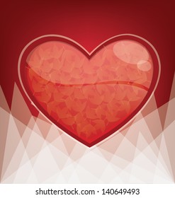 Maple. Autumn heart on red background. Vector illustration.