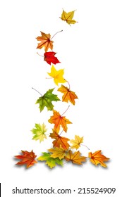 Maple autumn leaves falling to the ground, vector illustration.