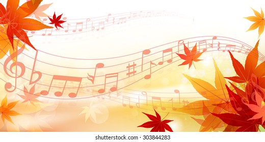 Vector Illustration Autumn Leaves Music Notes Stock Vector (Royalty ...