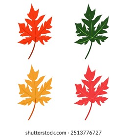 maple or autumn leaves with orange, green, yellow, pink colors