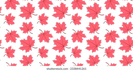 Maple autumn leaves seamless pattern, flat design template. Autumn background. Vector illustration