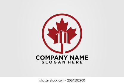 Maple canada home real estate logo icon template vector