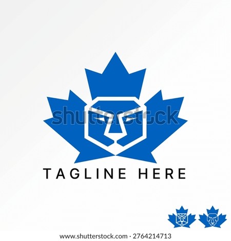 Maple Canada with Lion face abstract animal wild king strong mascot pride leo logo design graphic concept creative premium vector stock image top sell