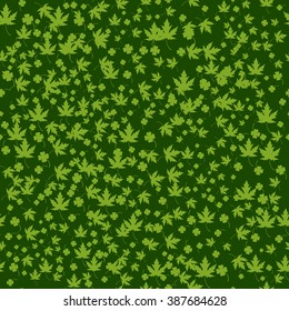 Maple and clover leaves. Seamless texture. Spring leaves texture.