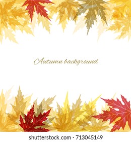 Maple colored leaves. Autumnal vector background. Frame. Border. Plant illustration.