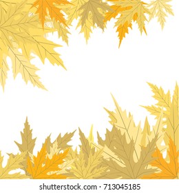 Maple colored leaves. Autumnal vector background. Frame. Border. Plant illustration.