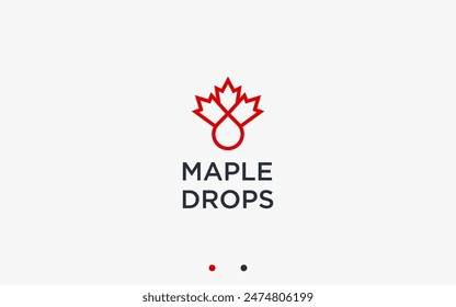 maple drops logo design vector silhouette illustration