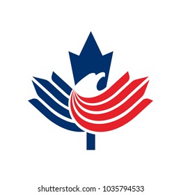 maple eagle vector logo. hawk and phoenix and maple leaf logo vector.