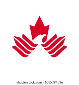 maple eagle vector logo. hawk and phoenix and maple leaf logo vector.