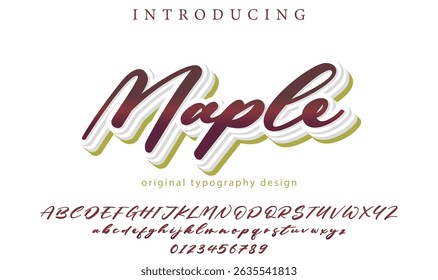 Maple Font Stylish brush painted an uppercase vector letters, alphabet, typeface