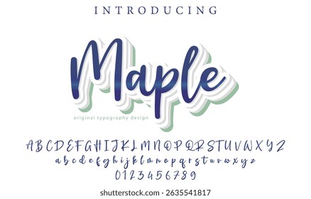 Maple Font Pincel elegante pintado com letras maiúsculas vetoriais, alfabeto, fonte