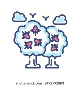 Maple Forest Filled Color Icon, Vector illustration