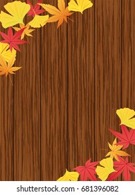 Maple and ginkgo leaf vector frame