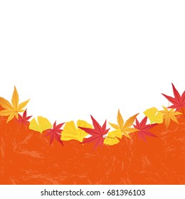 Maple and ginkgo leaf vector frame