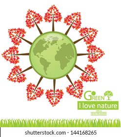Maple. Green concepts. save world. vector illustration.
