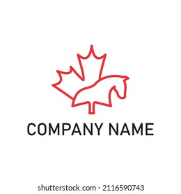 maple horse linear icon logo design