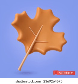 Maple leaf, 3d cartoon vector icon