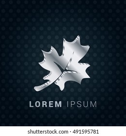 Maple Leaf 3D silver/platinum metallic chromium precious Icon / Logo Design