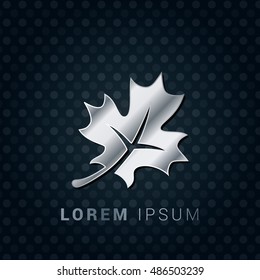 Maple Leaf 3D Silver/Platinum/Steel Metallic Premium Icon / Logo Design