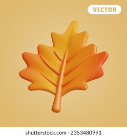 Maple leaf 3D vector icon set, on a light brown background