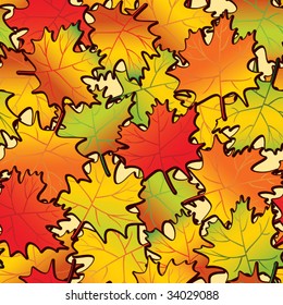 Maple leaf abstract background. Seamless. Vector illustration.