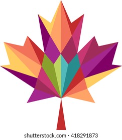 Maple Leaf abstract geometric patterns and colored to represent the Canada. An original emblem.