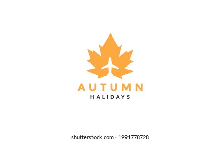 maple leaf with airplane logo symbol vector icon illustration graphic design
