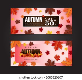 maple leaf, autumn banner vector background