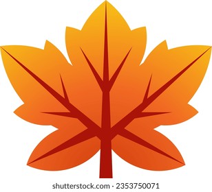 Maple leaf autumn vector illustration. Maple fall season icon with gradient color. Autumn leaf graphic resource for icon, sign, symbol or decoration. Fall season leaf icon for design hygge and cozy