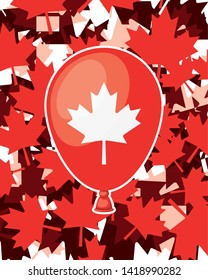 Maple leaf balloon and canada symbol design