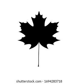 Maple leaf, black minimalist flat vector illustration icon