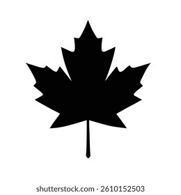 Maple leaf black silhouette isolated on white background